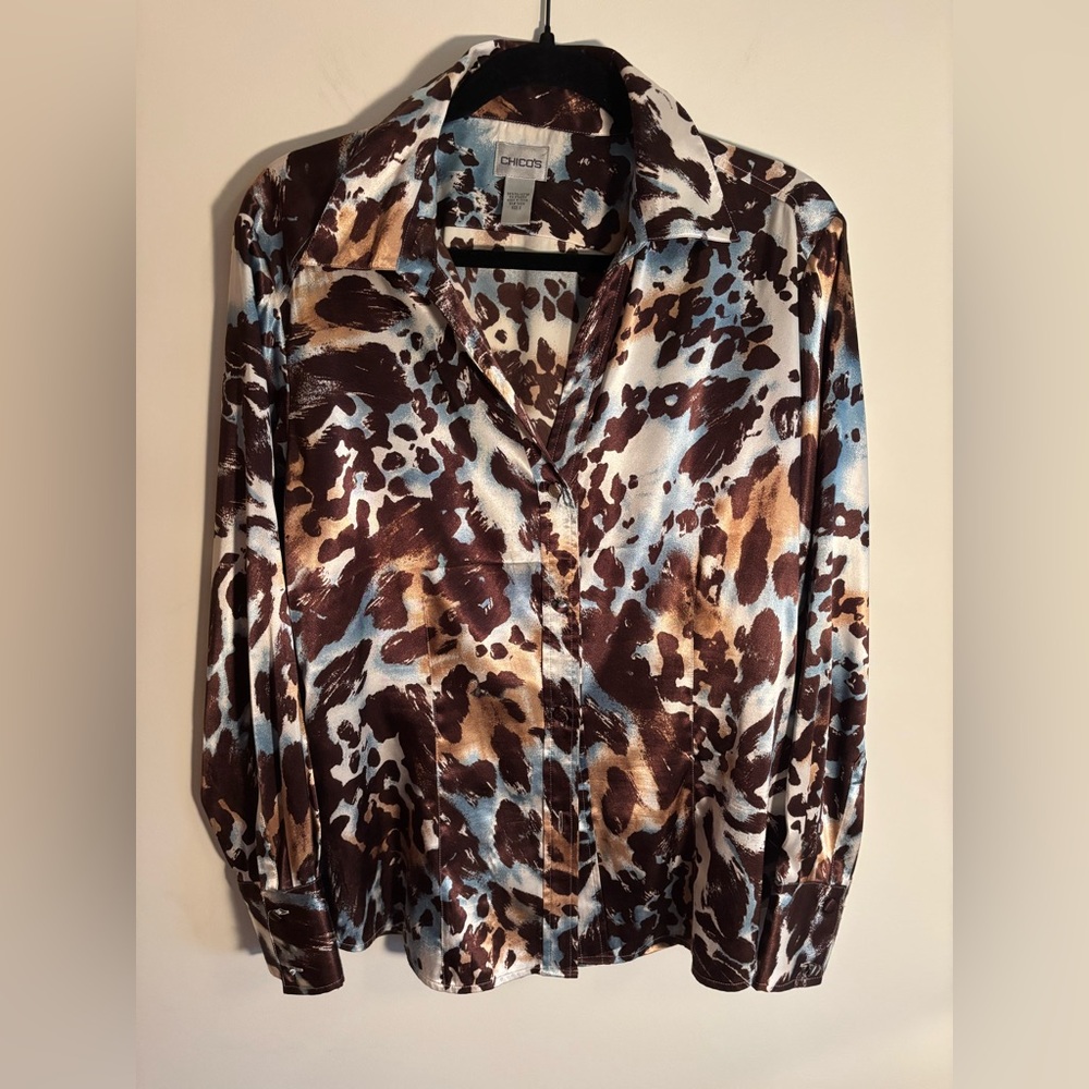 Chicos Animal Print Button-Up Blouse